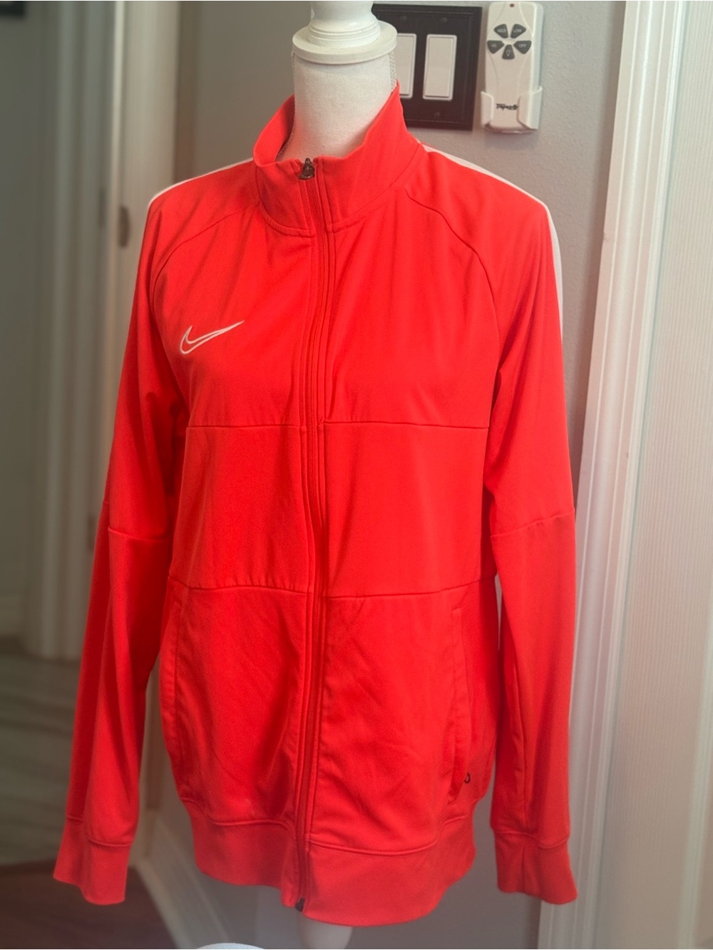 Nike Bright Red Full-Zip Track Jacket with White Swoosh